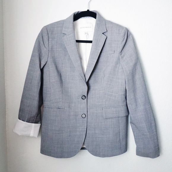 Banana Republic Wool Gray Stretch Career Blazer - Picture 2 of 7